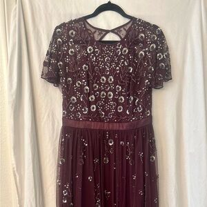 Adrianna Papell Burgundy Sequin dress